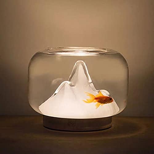 Glass Fishbowl Small Snow Mountain Goldfish Aquarium 5.9 Mini Fish  Tank,Cool De